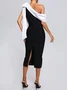 Femmes Plain Noir Sans Bretelles Confortable Robe Maxi Sexy