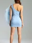 Femmes Plain Blanc Sans Bretelles Confortable Mini Robe Sexy
