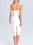 Femmes Plain Blanc Sans Bretelles Confortable Mini Robe Sexy