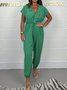 Combinaisons Femmes Décontracté Plain Été Naturel Quotidien Coupe Régulière Pantalon à la cheville Régulier Poche Couture