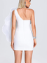 Femmes Plain Blanc Sans Bretelles Confortable Mini Robe Sexy