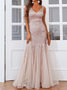 Femmes Plain Or Col V Confortable Robe Maxi Sexy