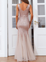 Femmes Plain Or Col V Confortable Robe Maxi Sexy