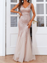 Femmes Plain Or Col V Confortable Robe Maxi Sexy