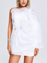 Femmes Plain Blanc Sans Bretelles Confortable Mini Robe Sexy