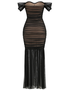 Femmes Plain Noir Sans Bretelles Confortable Robe Maxi Sexy