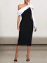Femmes Plain Noir Sans Bretelles Confortable Robe Maxi Sexy