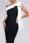 Femmes Plain Noir Sans Bretelles Confortable Robe Maxi Sexy