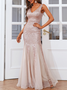 Femmes Plain Or Col V Confortable Robe Maxi Sexy