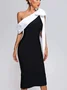 Femmes Plain Noir Sans Bretelles Confortable Robe Maxi Sexy