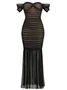 Femmes Plain Noir Sans Bretelles Confortable Robe Maxi Sexy