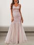 Femmes Plain Or Col V Confortable Robe Maxi Sexy