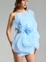 Femmes Plain Blanc Sans Bretelles Confortable Mini Robe Sexy