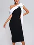 Femmes Plain Noir Sans Bretelles Confortable Robe Maxi Sexy