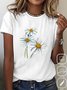 T-shirts Femmes Décontracté Été Marguerite Coton Quotidien Ample Manches Courtes Droit Élasticité moyenne