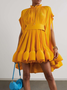 Femmes Plain Orange Col Rond Confortable Mini Robe Sexy
