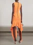 Femmes Plain Orange Col Rond Confortable Robe Maxi Sexy