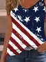Top Débardeur Tops Décontracté Été Drapeau des États-Unis Polyester Aucune élasticité Ample Régulier Droit Boucle pour Femmes