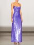 Femmes Plain Violet à Bretelles Confortable Robe Maxi Sexy