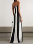 Femmes Rayé Noir Sans Bretelles Confortable Robe Maxi Sexy