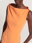 Femmes Plain Orange Col Rond Confortable Robe Maxi Sexy