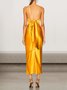 Femmes Plain Or Col V Confortable Robe Maxi Sexy