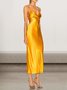 Femmes Plain Or Col V Confortable Robe Maxi Sexy