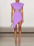 Femmes Plain Violet Clair Col Rond Confortable Mini Robe Sexy
