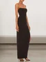 Femmes Floral Noir Sans Bretelles Confortable Robe Maxi Sexy