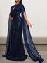 Femmes Plain Bleu Violacé Col Rond Confortable Robe Maxi Sexy