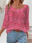 Chemisiers1 Décontracté Floral Printemps / Automne Micro-élasticité Coupe Régulière Manches trois quarts Régulier Droit Régulier pour Femmes
