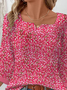 Chemisiers1 Décontracté Floral Printemps / Automne Micro-élasticité Coupe Régulière Manches trois quarts Régulier Droit Régulier pour Femmes