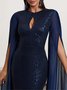 Femmes Plain Bleu Violacé Col Rond Confortable Robe Maxi Sexy