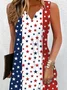 Femmes Le jour de l'indépendance (Drapeau) Multicolore Col V Confortable Robe Maxi Décontracté