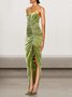 Femmes Plain Vert Sans Bretelles Confortable Mini Robe Sexy