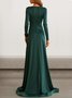 Femmes Plain Noir Col V Confortable Robe Maxi Sexy