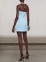 Femmes Plain Lac Bleu Sans Bretelles Confortable Mini Robe Sexy