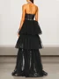 Femmes Plain Noir Sans Bretelles Confortable Robe Maxi Sexy