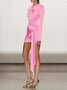Femmes Plain Rose Confortable Mini Robe Sexy