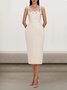 Femmes Floral Blanc Cassé à Bretelles Confortable Robe Mi-Longue Sexy