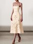 Femmes Plain Abricot Sans Bretelles Confortable Robe Mi-Longue Sexy