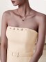 Femmes Plain Abricot Sans Bretelles Confortable Robe Mi-Longue Sexy