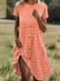 Femmes Plain Orange Col Rond Confortable Robe Mi-Longue Décontracté