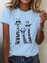 T-shirts Décontracté Été Cerf Coton Meilleure vente Manches Courtes Col Rond Droit Régulier pour Femmes