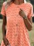 Femmes Plain Orange Col Rond Confortable Robe Mi-Longue Décontracté