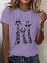 T-shirts Décontracté Été Cerf Coton Meilleure vente Manches Courtes Col Rond Droit Régulier pour Femmes