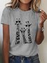 T-shirts Décontracté Été Cerf Coton Meilleure vente Manches Courtes Col Rond Droit Régulier pour Femmes