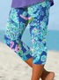 Pantalons De Yoga Décontracté Été océan Motif Polyester Micro-élasticité Serré Corsaire Legging Régulier pour Femmes