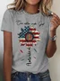 T-shirts Femmes Décontracté Été Le jour de l'indépendance (Drapeau) Manches Courtes Régulier Régulier Le jour de l'indépendance Élasticité moyenne Oui