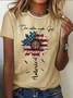 T-shirts Femmes Décontracté Été Le jour de l'indépendance (Drapeau) Manches Courtes Régulier Régulier Le jour de l'indépendance Élasticité moyenne Oui